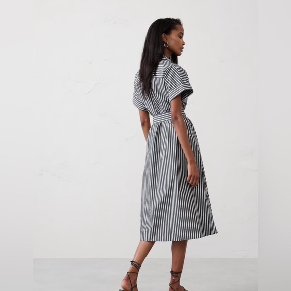 NWT! Banana Republic Black TIE-WAIST MIDI POPLIN SHIRTDRESS - Picture 5 of 11